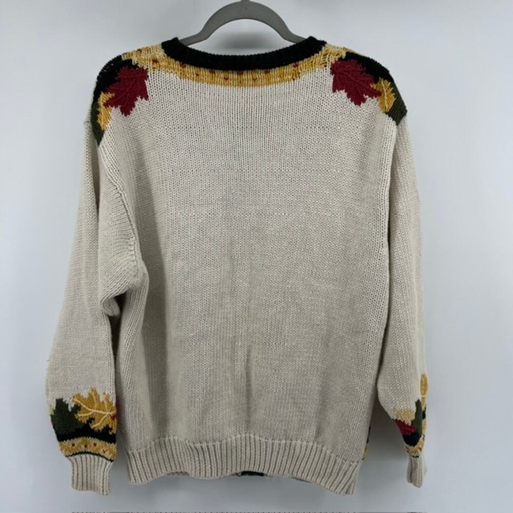 VTG 90s Orvis Fall Leaves Embroidered Cardigan Sweater Womens L USA Cottage READ - Picture 2 of 10